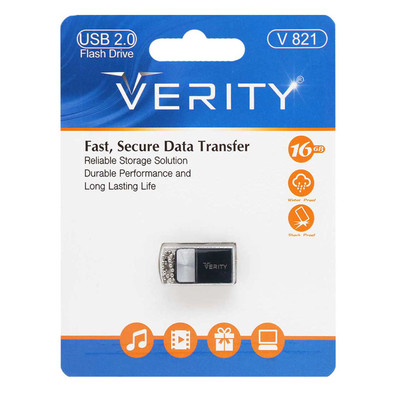 Verity V821 USB2.0 Flash Memory - 16GB (گارانتی آسان سرویس) مشکی