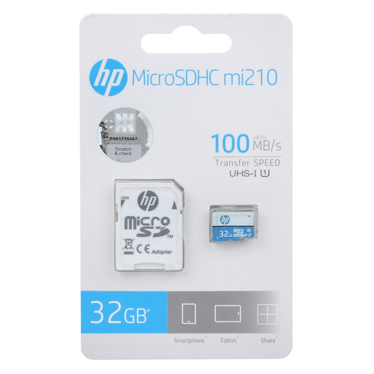 HP mi210 U1 microSDHC & adapter Class 10-100MB/s - 32GB (دو ساله سورین