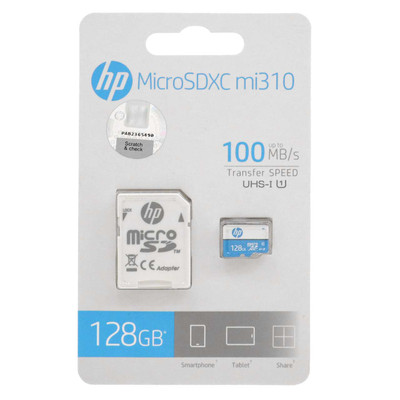 HP mi310 U1 microSDXC & adapter Class 10 A1-100MB/s - 128GB (گارانتی سورین)
