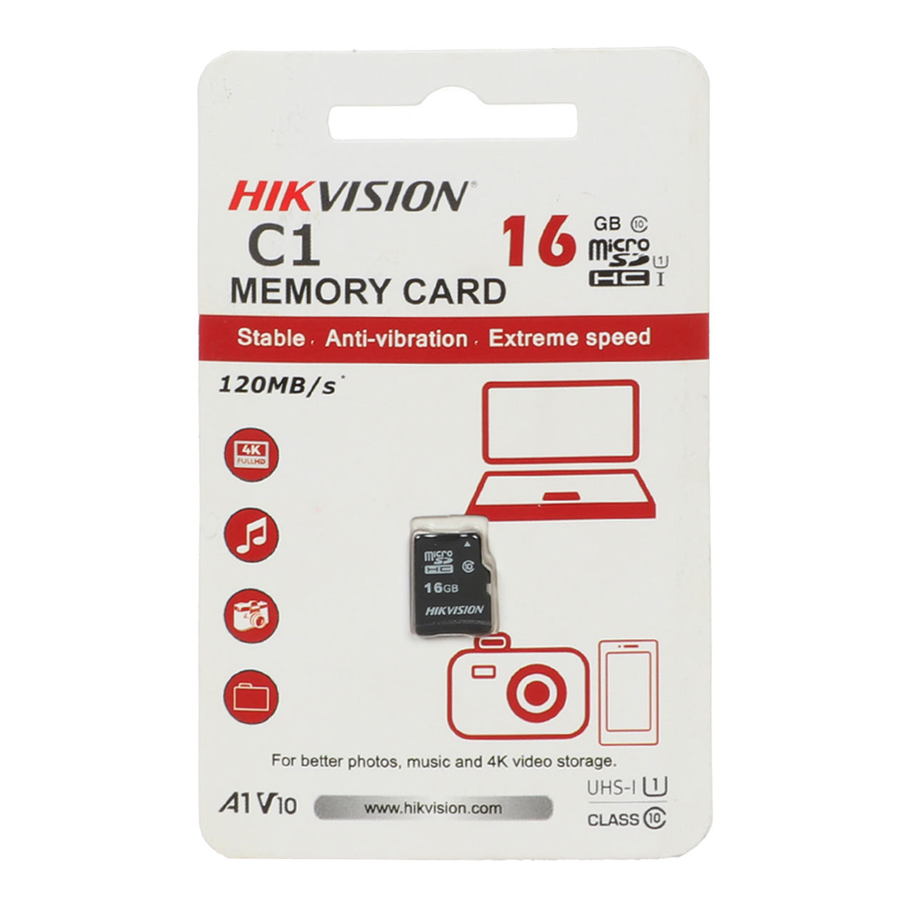 HIKVISION C1 microSDHC UHS-I -(120MB/s) - 16GB (گارانتی مادام اپل مموری)