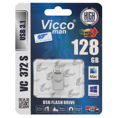 نقره ای Vicco man VC372 S USB3.1 Flash Memory -128GB