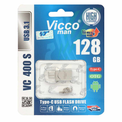 نقره ای Vicco man VC400 S USB3.1 Type-c OTG Flash Memory-128GB