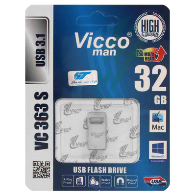 گارانتی مادام‌العمر رایانه نوین سگال) نقره ای Vicco man VC363 S USB3.1 Flash Memory - 32GB