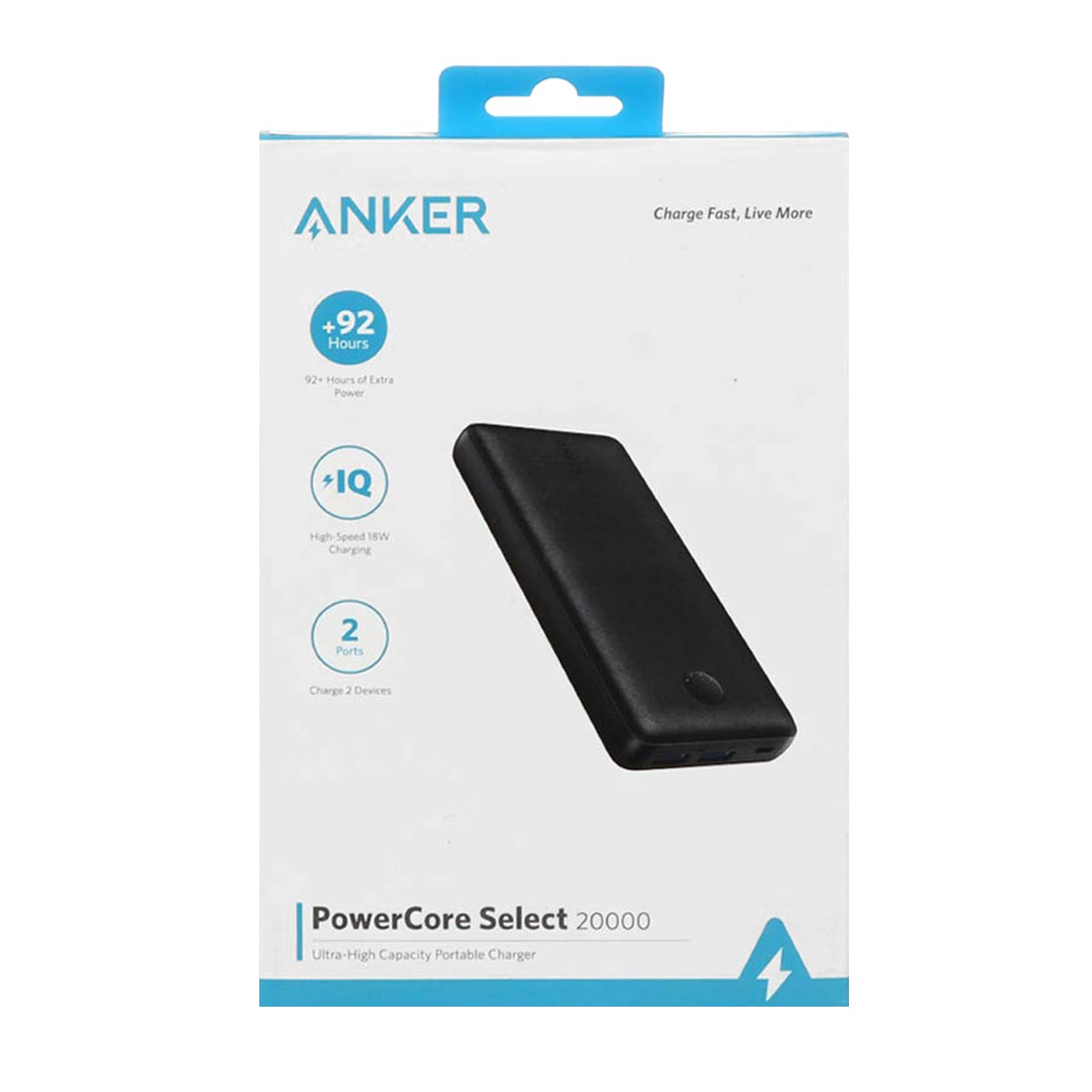 پاوربانک (فست شارژ) Anker 18W 20000mAh مدل PowerCore Select A1363 - مشکی (گارانتی 18 ماهه شرکتی)