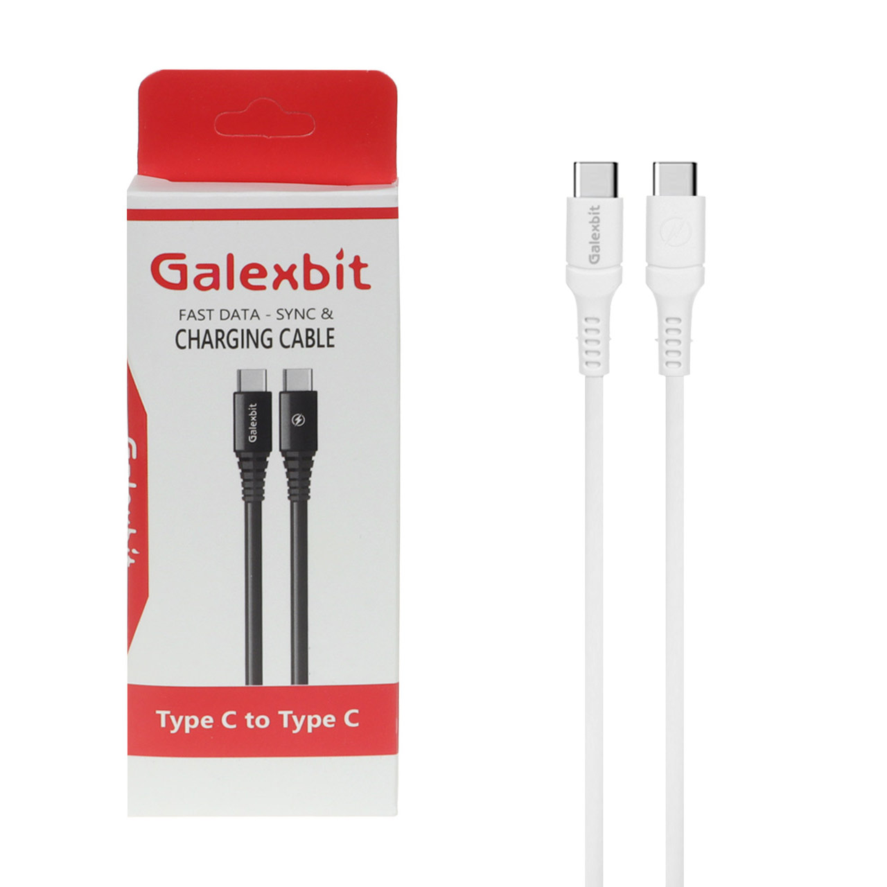 کابل شارژ فست Galexbit Type-C To Type-C - سفید