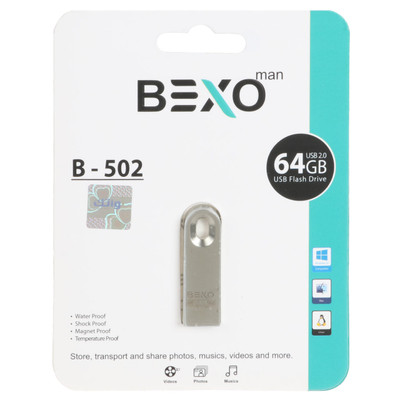 BEXO B-502 USB2.0 Flash Memory - 64GB (گارانتی داده پردازی آواتک) نقره ای
