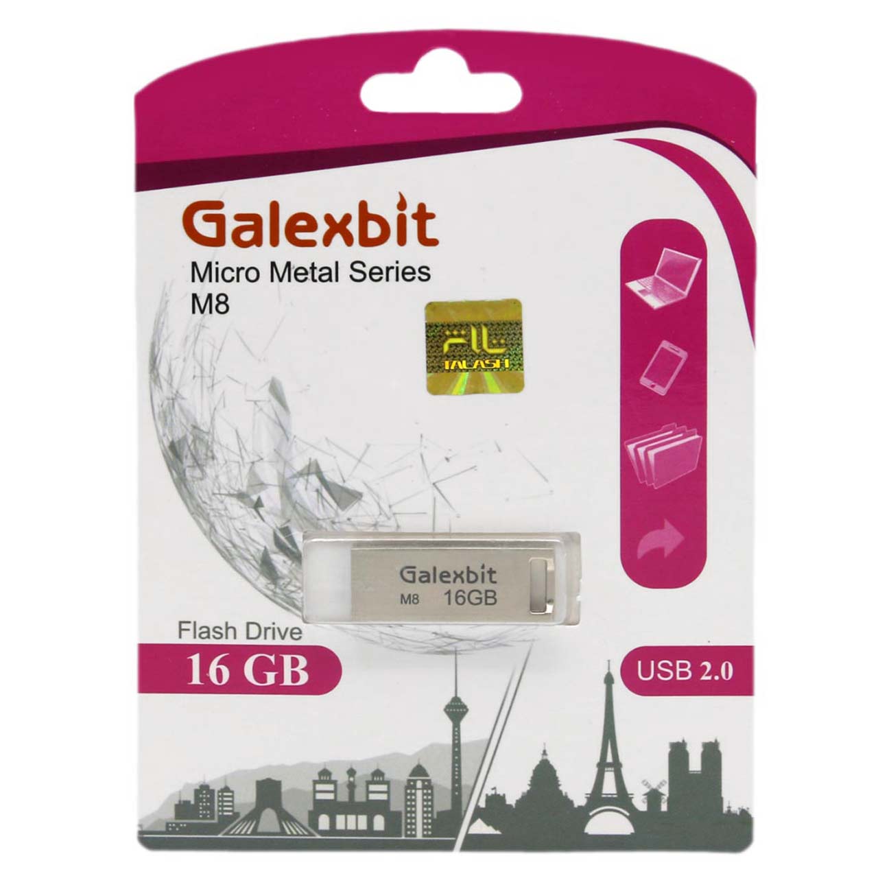 Galexbit Micro metal series M8 USB2.0 Flash Memory-16GB (گارانتی تلاش) نقره ای