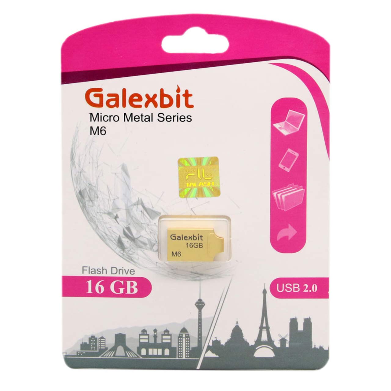 Galexbit Micro metal series M6 USB2.0 Flash Memory-16GB (گارانتی تلاش)-طلایی