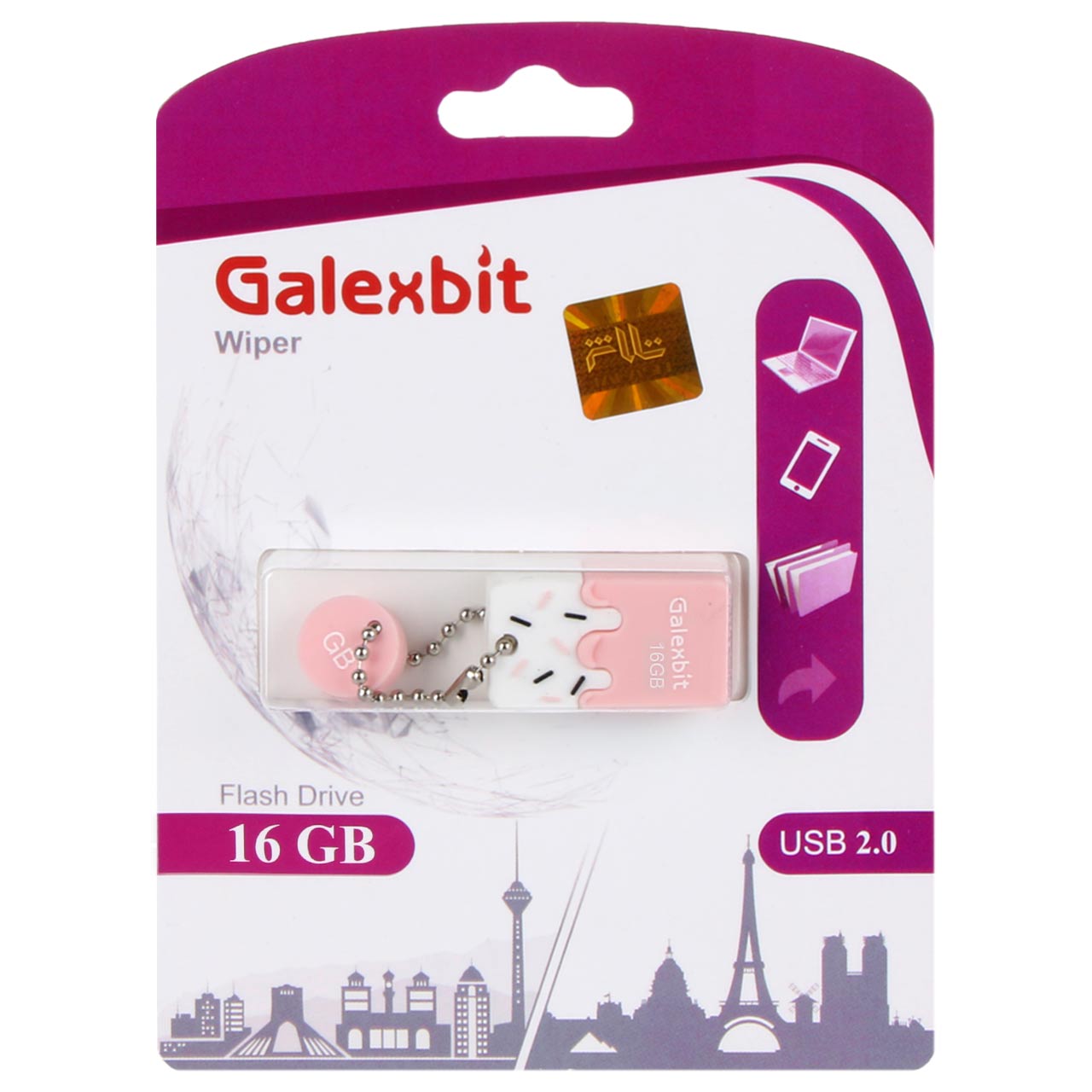 صورتی-Galexbit Wiper USB2.0 Flash Memory-16GB (گارانتی تلاش)