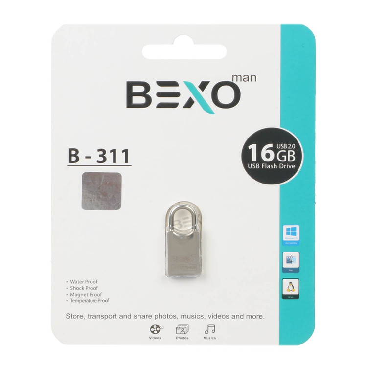 BEXO B-311 USB2.0 Flash Memory - 16GB (گارانتی داده پردازی آواتک) نقره ای