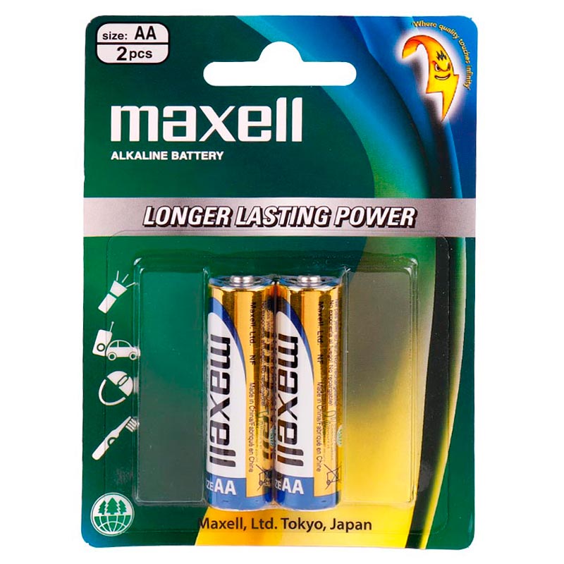 باتری قلمی دوتایی Maxell Alkaline مدل LR6، 1.5 ولت، سایز AA