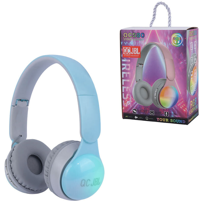 هدفون بلوتوثی کیو سی جی بی ال مدل QC580 رنگ آبی و بنفش