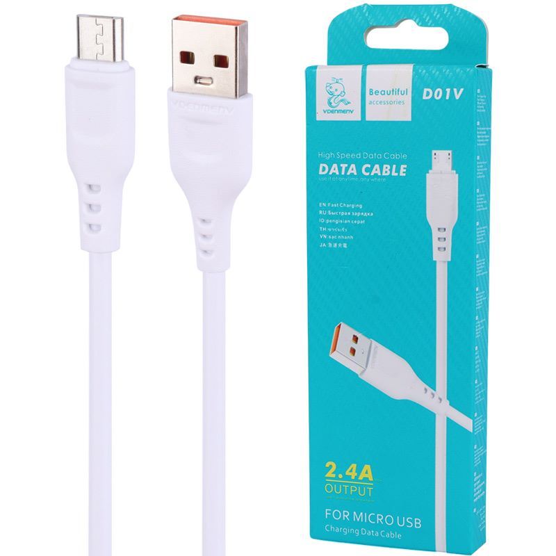 کابل میکرو یو اس بی فست شارژ، برند Vdenmenv، مدل D01V، خروجی 2.4A، طول 0.9 متر