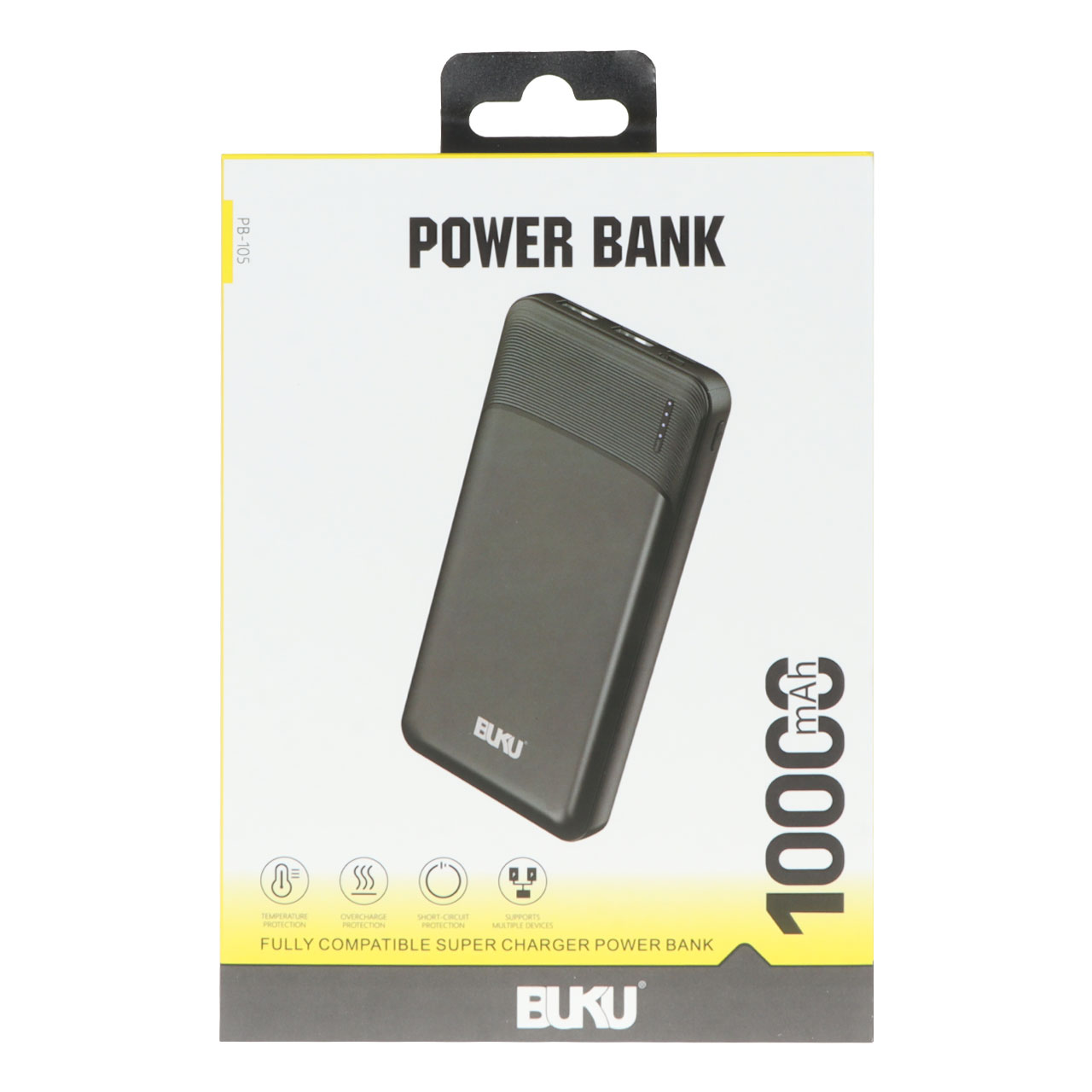 پاوربانک فست شارژ BUKU ظرفیت 10000 میلی آمپر ساعت مدل PB-105، توان 12 وات