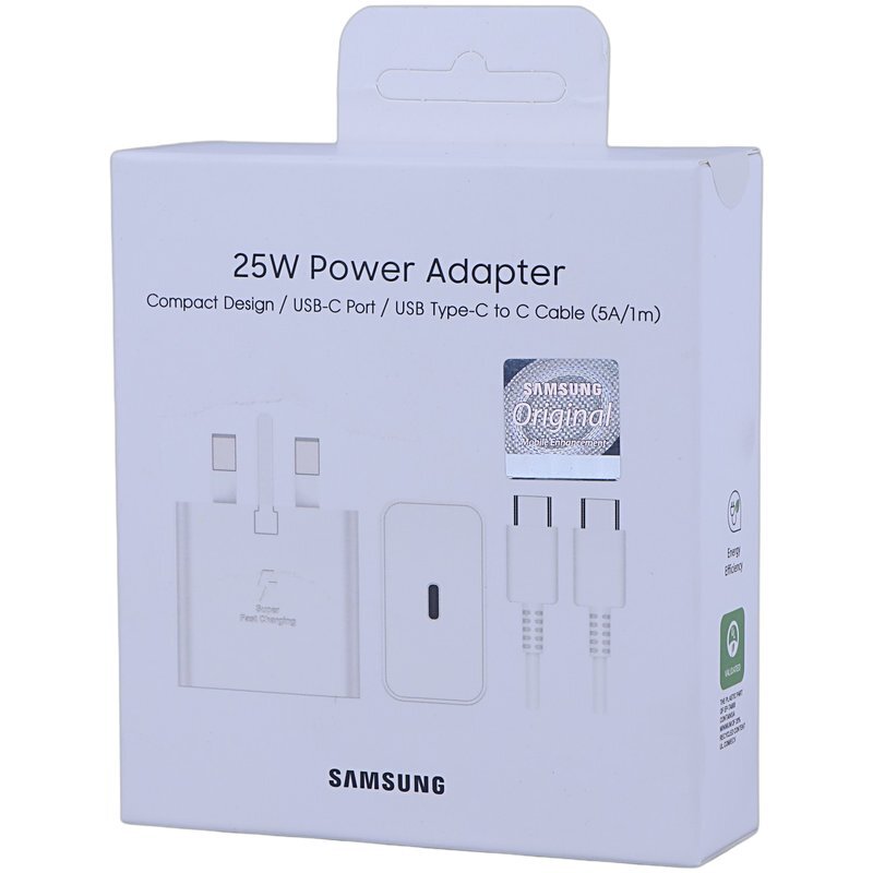 شارژر دیواری 25 وات سامسونگ EP-TA800 PD3.0   کابل تایپ سی سفید