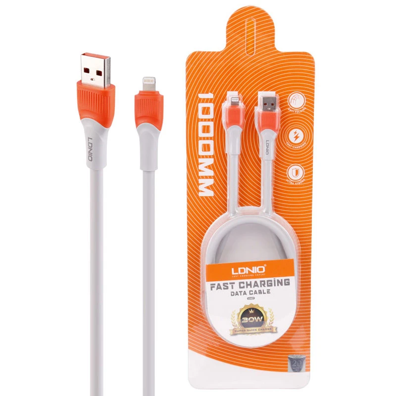 کابل لایتنینگ فست شارژ 30 وات الدینیو LS601 طول 1 متر(t)