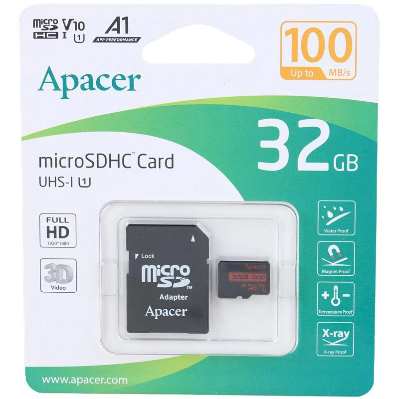 رم میکرو 32 گیگ اپیسر Apacer Rioo A1 V10 U1 100MB/s + خشاب(t)