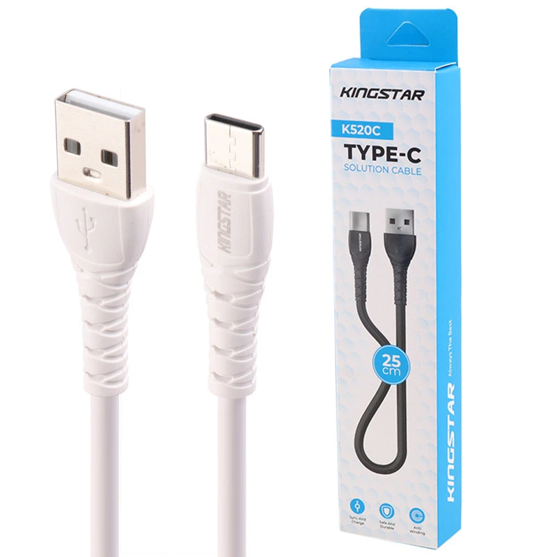 کابل کوتاه تایپ سی 2.1 آمپر کینگ استار K520C طول 25 سانتی متر