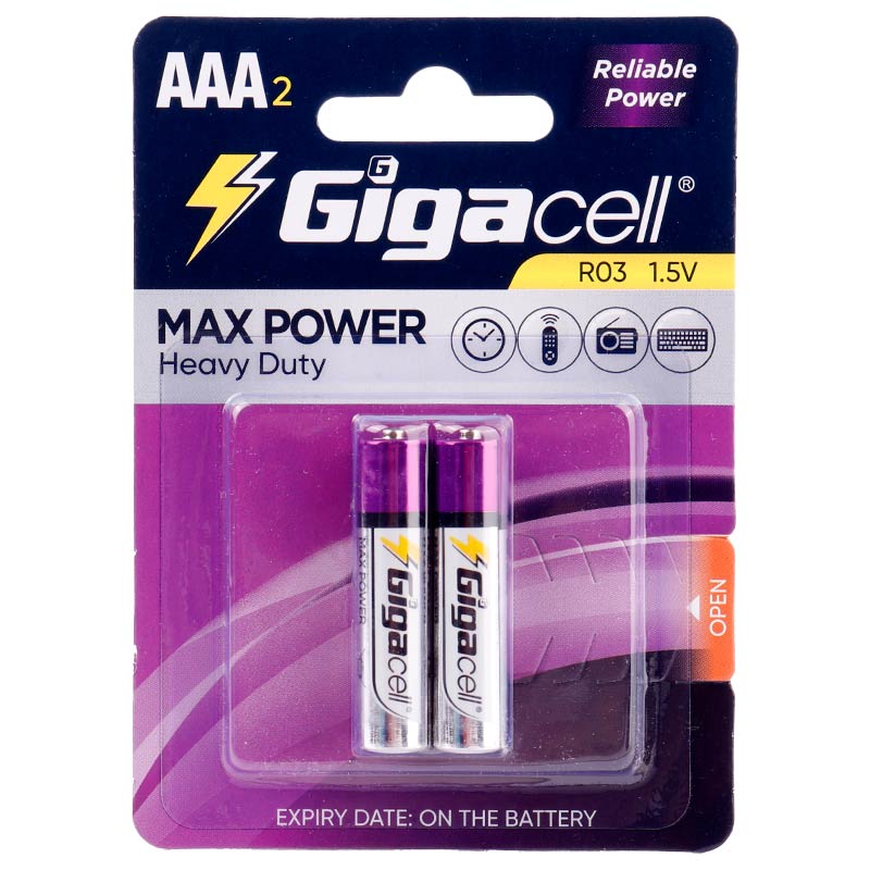 باتری دوتایی نیم قلمی گیگاسل Max Power Heavy Duty R03