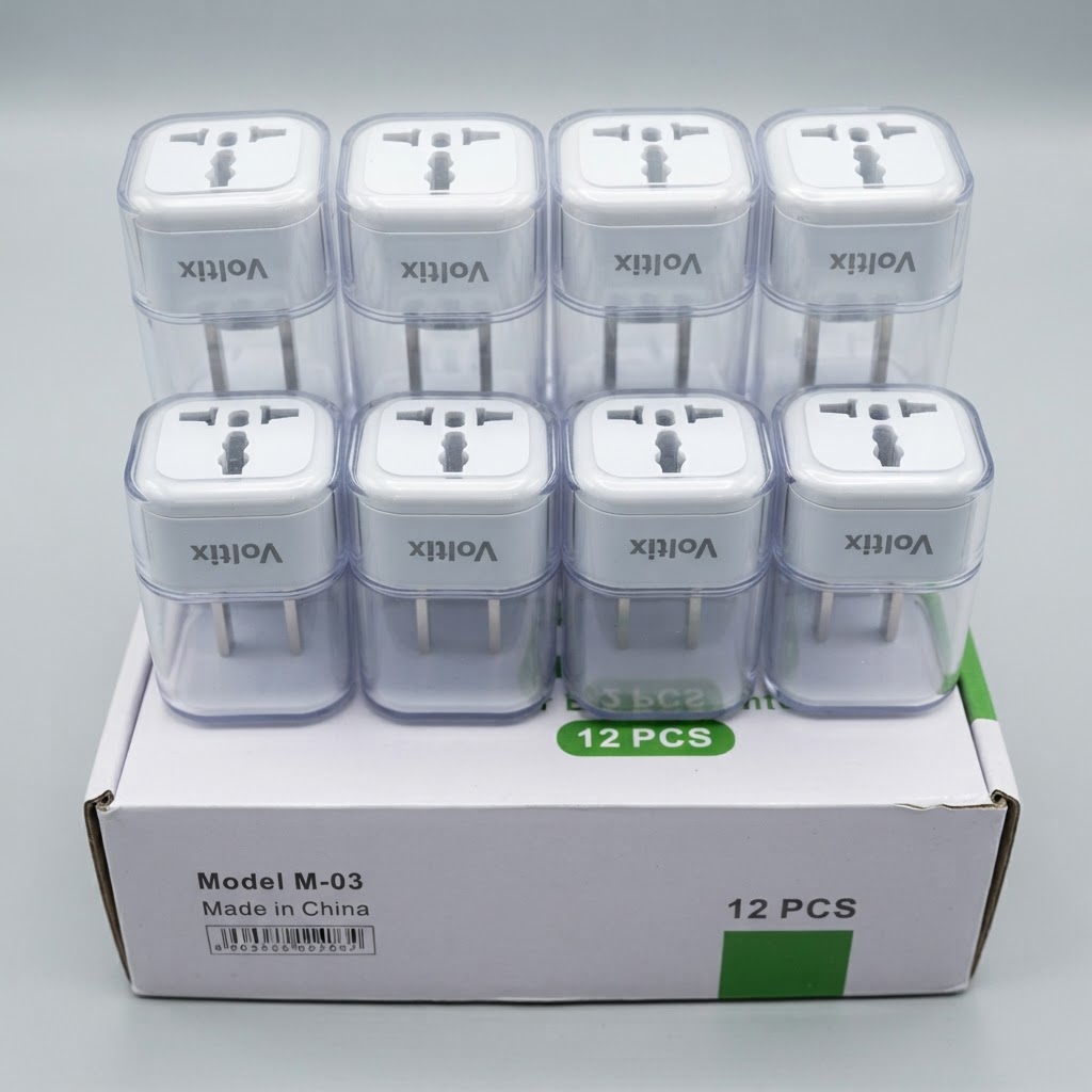 تبدیل 3 به 2 چراغدار Voltix پک شیشه‌ای بسته ۱۲ عددی