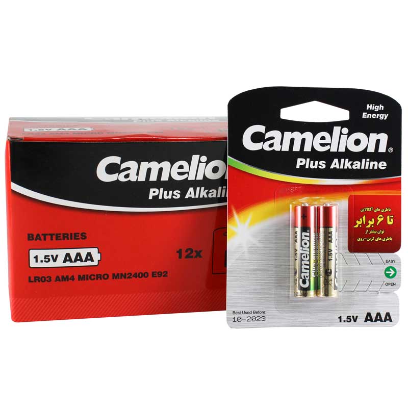 باتری دوتایی نیم قلمی کملیون Plus Alkaline LR03 AM4