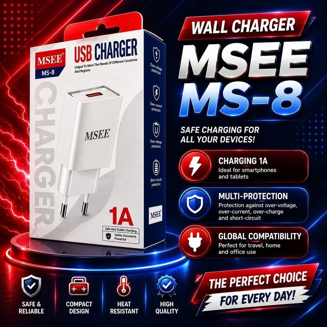 کلگی شارژ 1A MSEE مدل ms-8 usb