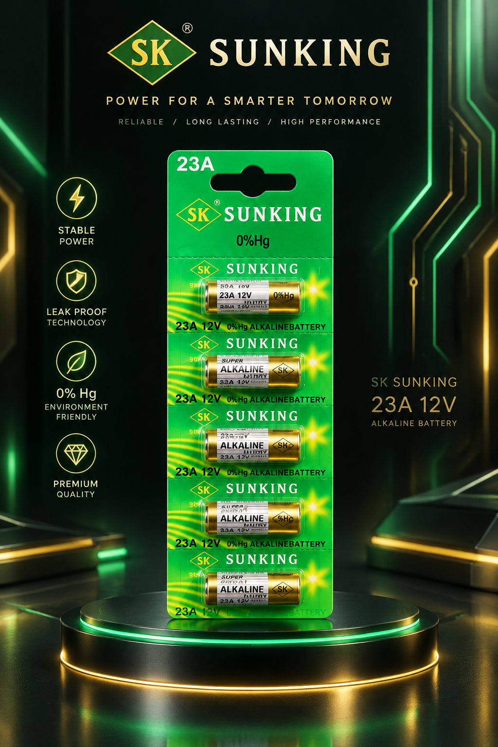 باتری ریموتی 23A پک 5 عددی sunking