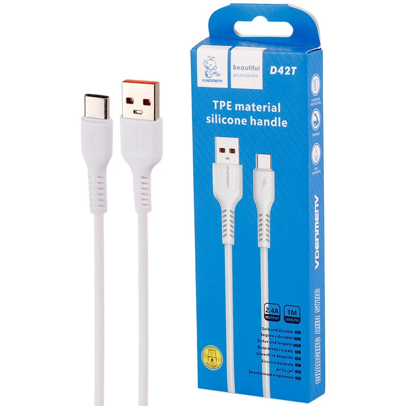کابل تایپ سی فست شارژ 2.4 آمپر دنمن D42T طول 1 متر