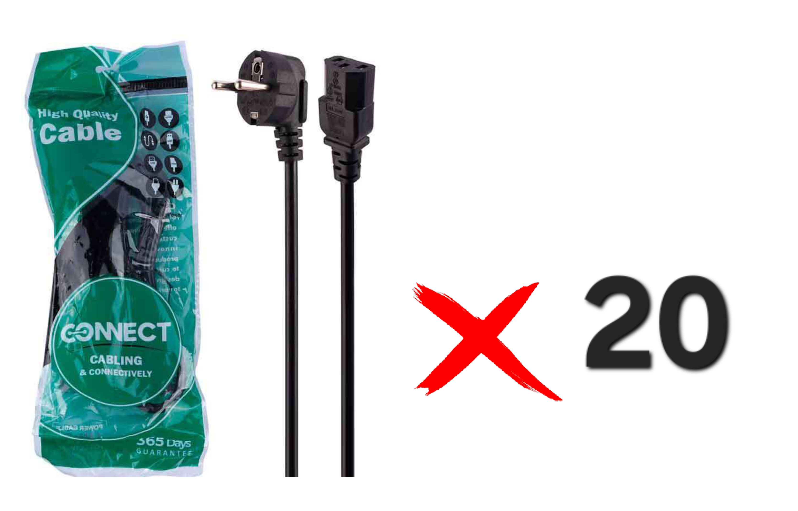 کابل برق Connect 1.5m PC بسته 20 عددی