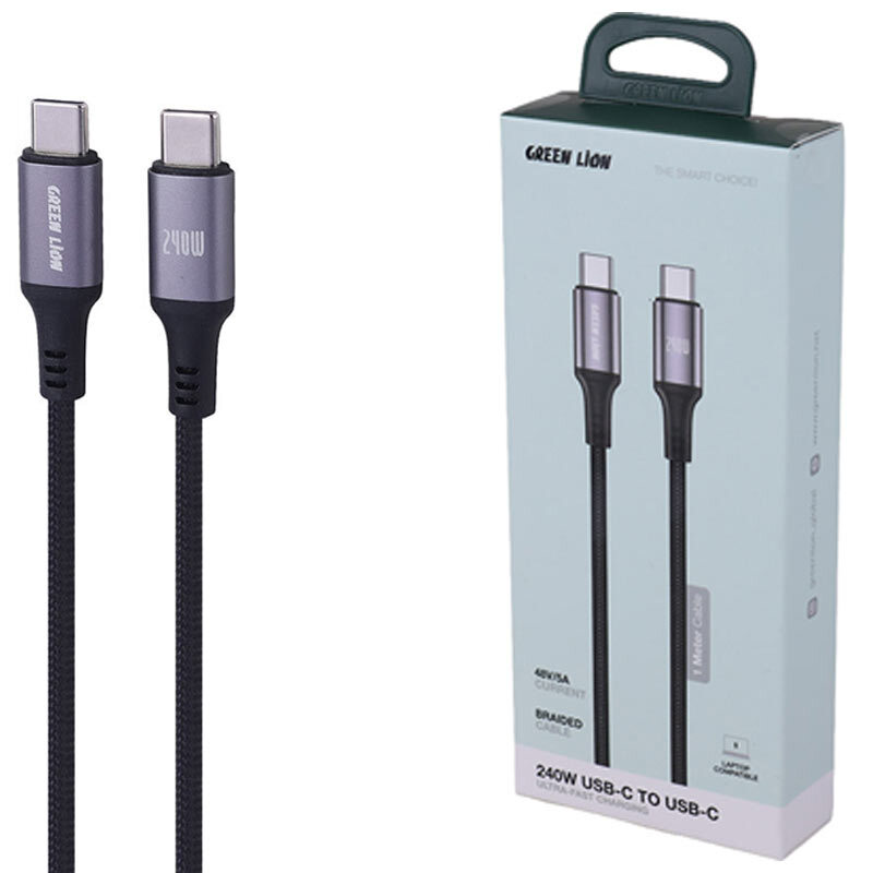 کابل دو سر تایپ سی فست 240W گرین لاین GNCBL24OW1M طول 1 متر (t)