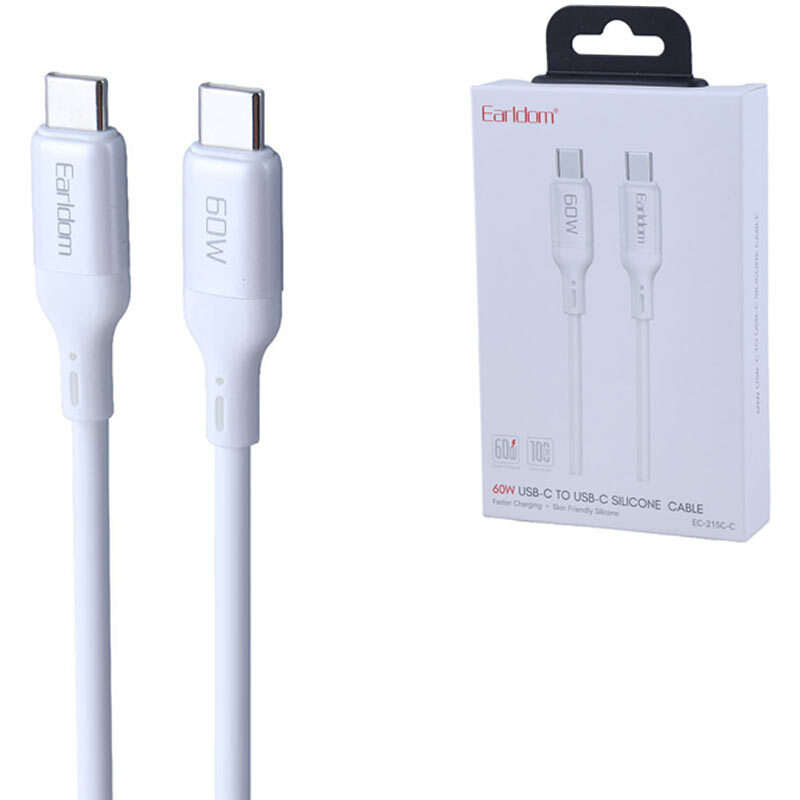 کابل دو سر تایپ سی فست شارژ 60 وات ارلدام EC-215C-C طول 1m (t)