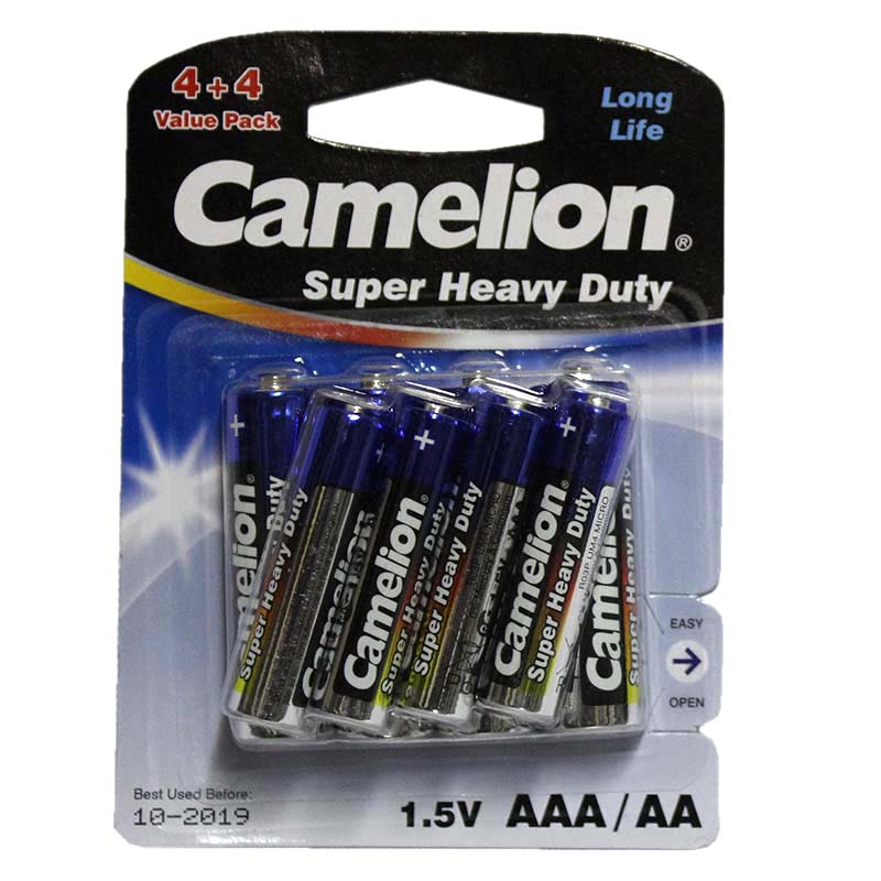 پک 4+4 باتری قلمی و نیم قلمی Camelion Super Heavy Duty