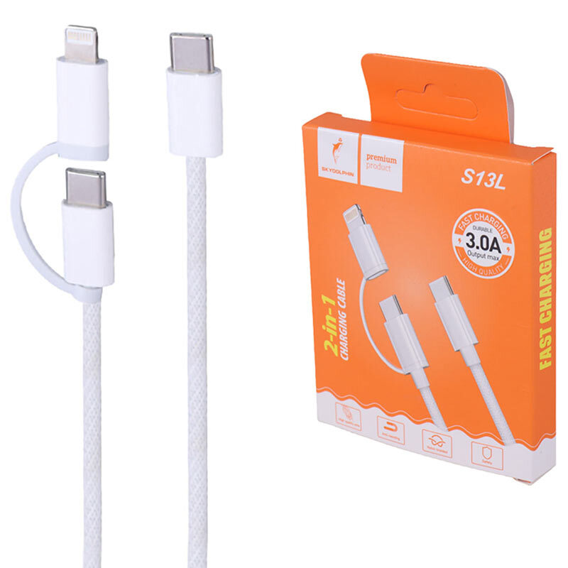کابل دو سر فست شارژ 3 آمپر اسکای دلفین S13L طول 1m (t)