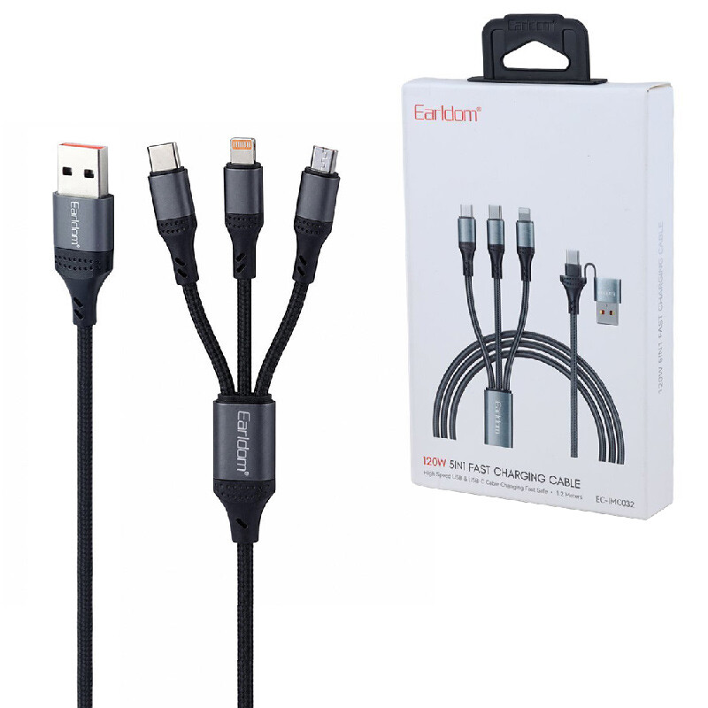 کابل شارژ چندکاره 120 وات ارلدام EC-IMC032 طول 1.2 متر (t)